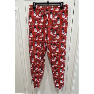 MAIN & LOCAL Christmas Pajama Bottom Pants "Up To Snow Good" Medium Snowman